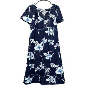 Hilo Hatties Blue Hawaiian Floral Muumuu New‎ Size Large